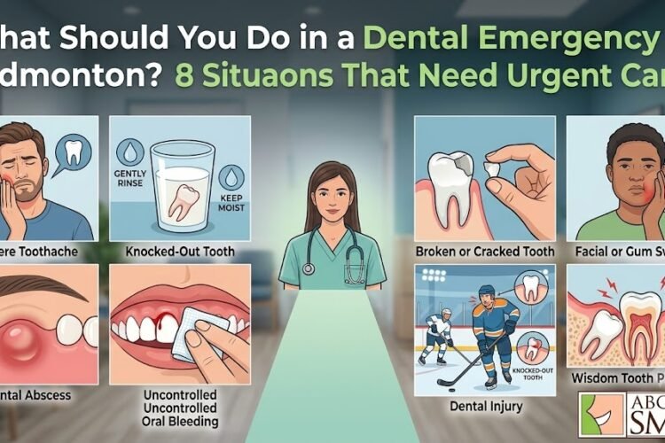 Emergency dentist Edmonton providing urgent dental care for a patient with tooth pain